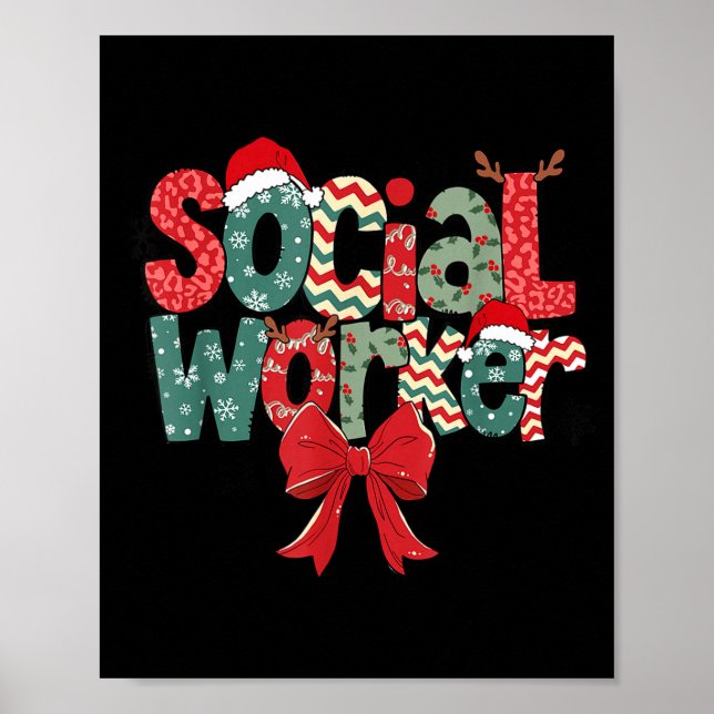 Christmas Social Worker Retro Xmas Tis The Season  Poster (Vorne)