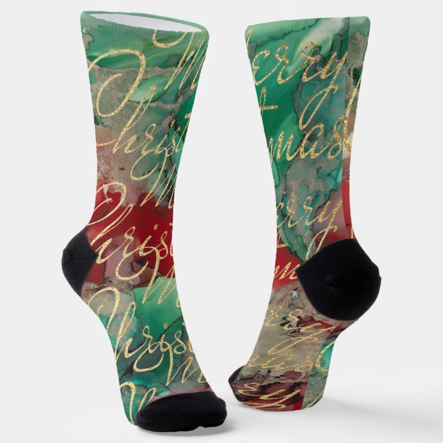 Christmas Socks Gold Writings Socken (Gewinkelt)