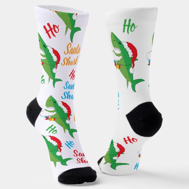 Christmas Socks Santa Shark Socken (Gewinkelt)