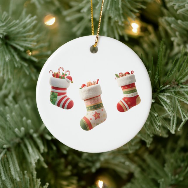 Christmas Socks Set – Cute Holiday Sock Designs Keramik Ornament (Baum)