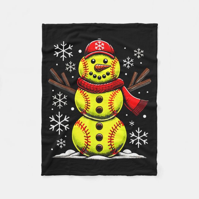 Christmas Softball Snowman Girls, Softball Christm Fleecedecke (Vorderseite)