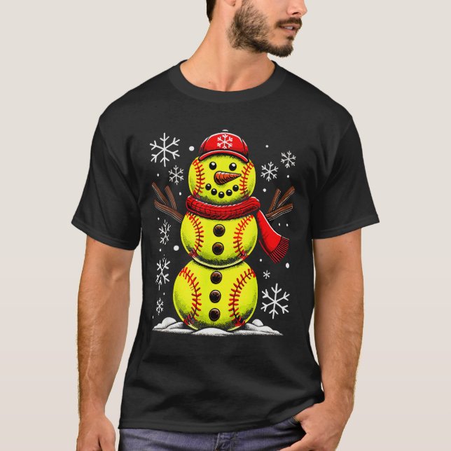 Christmas Softball Snowman Girls, Softball Christm T-Shirt (Vorderseite)