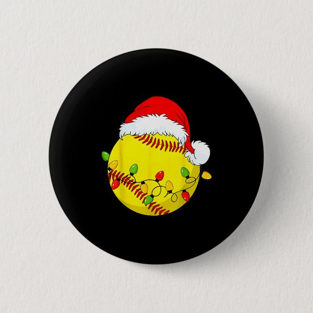 Christmas Softball Xmas Santa Srts Hat Mens Womens Button (Vorderseite)