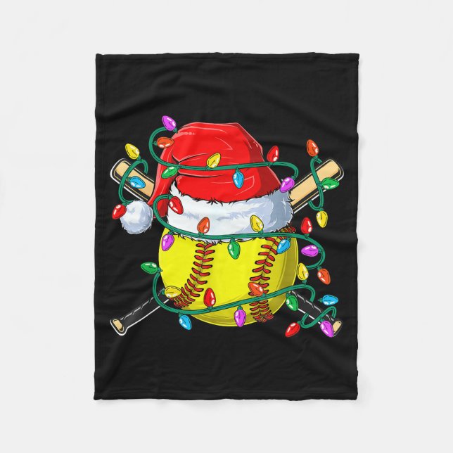Christmas Softball Xmas Santa Srts Hat Mens Womens Fleecedecke (Vorderseite)