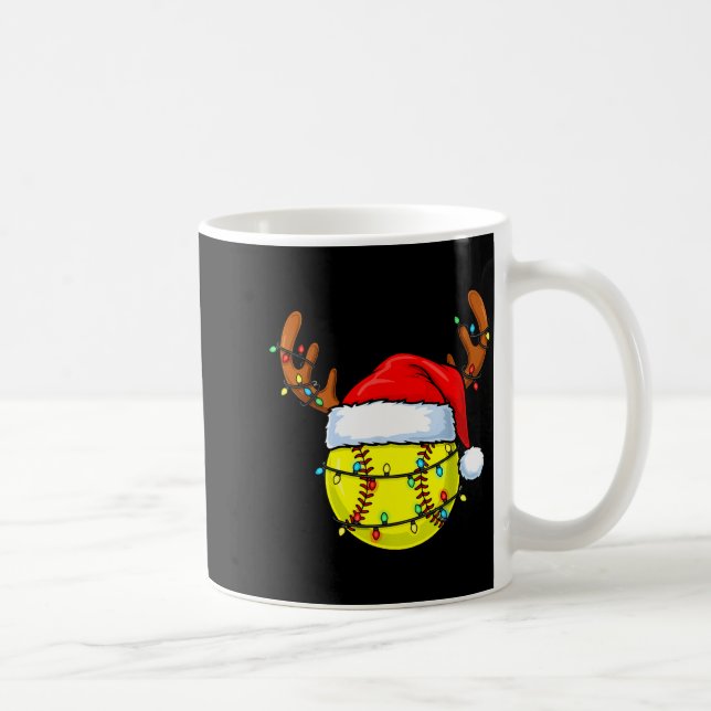 Christmas Softball Xmas Santa Srts Hat Mens Womens Kaffeetasse (Rechts)