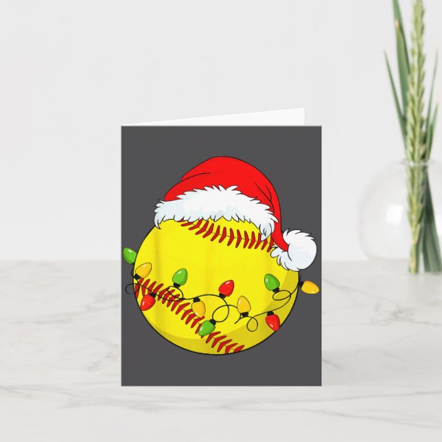 Christmas Softball Xmas Santa Srts Hat Mens Womens Karte (Vorderseite)