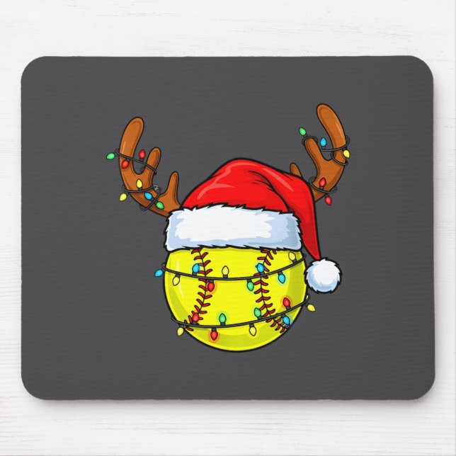 Christmas Softball Xmas Santa Srts Hat Mens Womens Mousepad (Vorne)