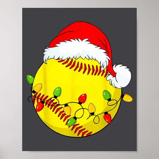 Christmas Softball Xmas Santa Srts Hat Mens Womens Poster (Vorne)