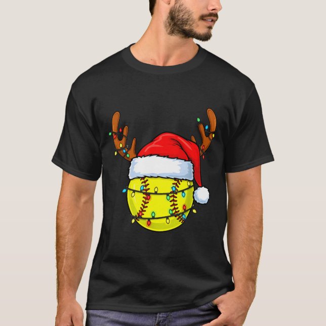 Christmas Softball Xmas Santa Srts Hat Mens Womens T-Shirt (Vorderseite)