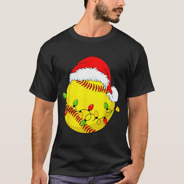 Christmas Softball Xmas Santa Srts Hat Mens Womens T-Shirt (Vorderseite)