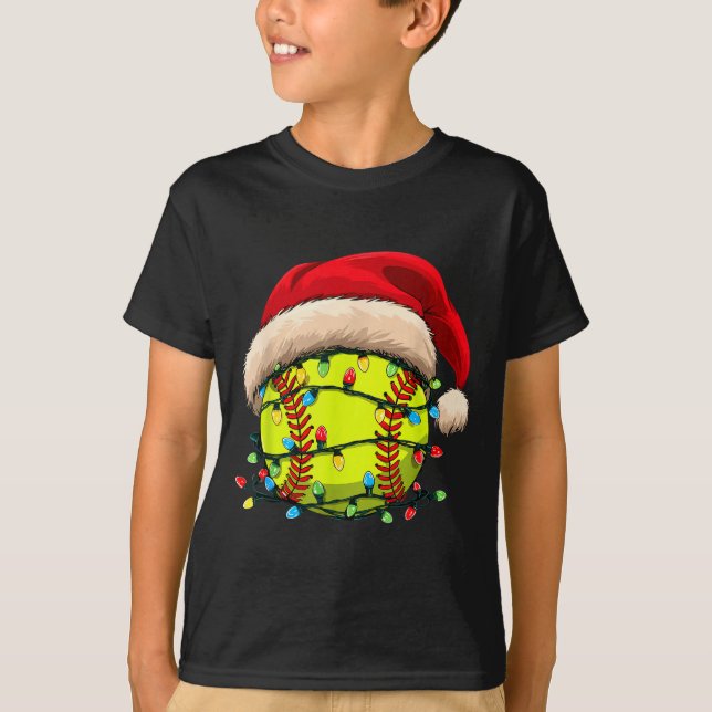 Christmas Softball Xmas Santa Srts Hat Mens Womens T-Shirt (Vorderseite)