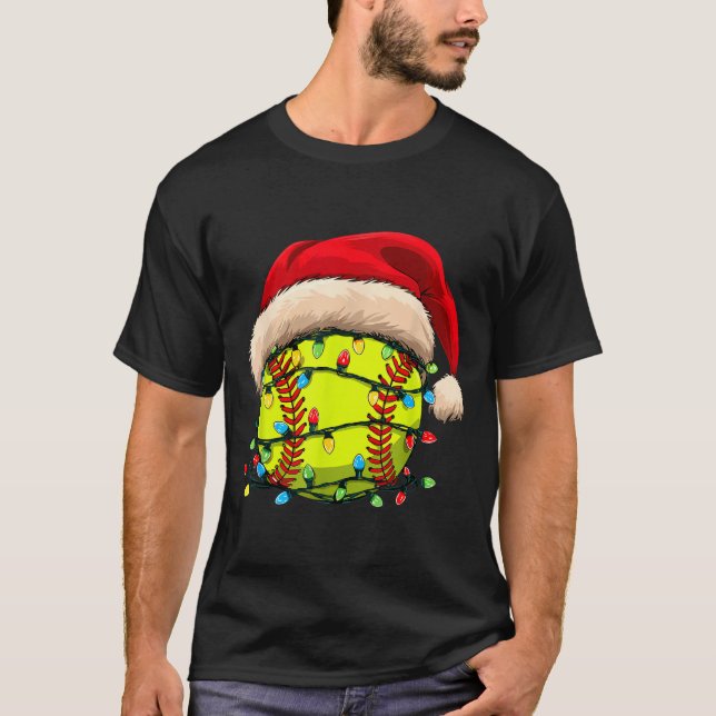 Christmas Softball Xmas Santa Srts Hat Mens Womens T-Shirt (Vorderseite)