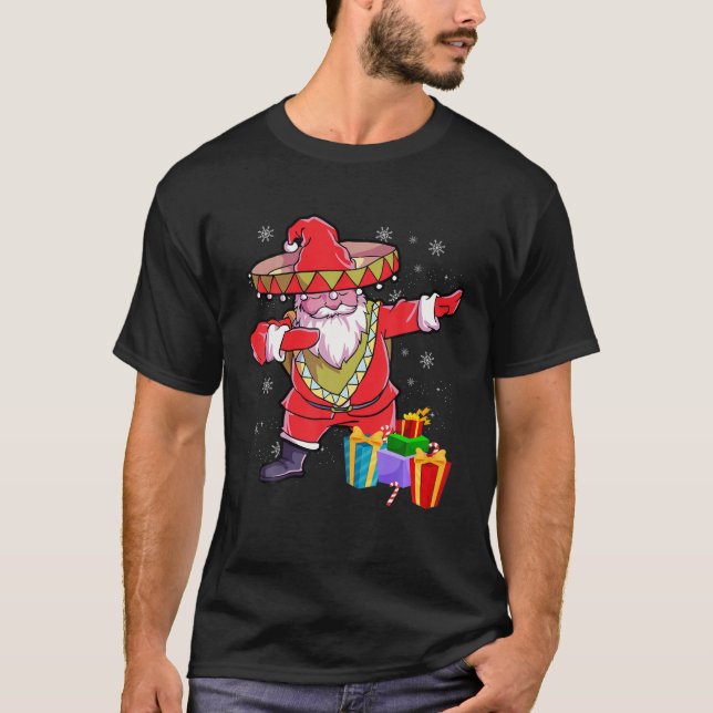 Christmas Sombrero Dabbing Santa Claus Mexican Mer T-Shirt (Vorderseite)