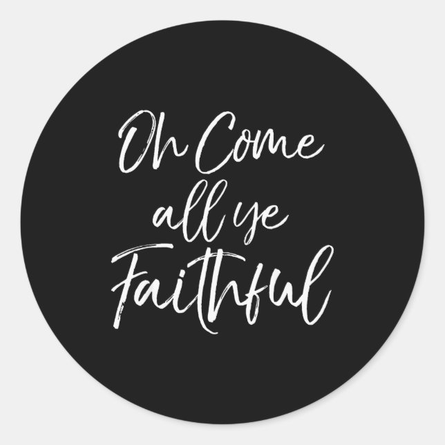 Christmas Song Lyric Christian Quote Oh Come All Y Runder Aufkleber (Vorderseite)