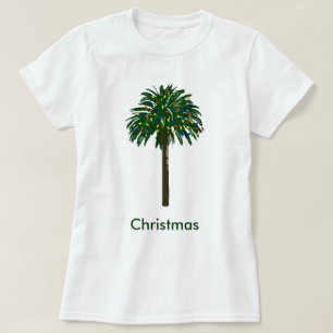 Christmas Southern Palm Tree Ladys T - Shirt