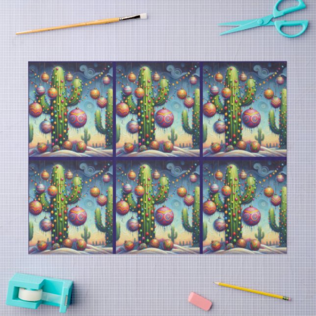 Christmas Southwest Saguaro Cactus Decoupage Seidenpapier (Basteln)