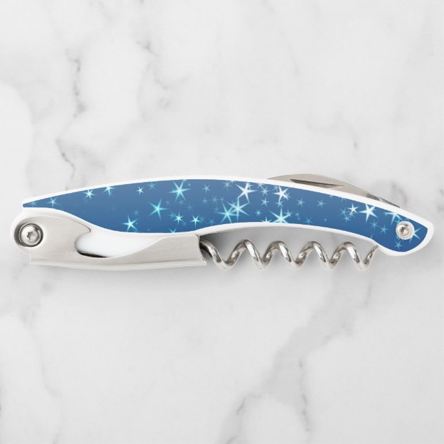 Christmas Sparkles Stars Blue Sky Kellnermesser (Vorderseite)