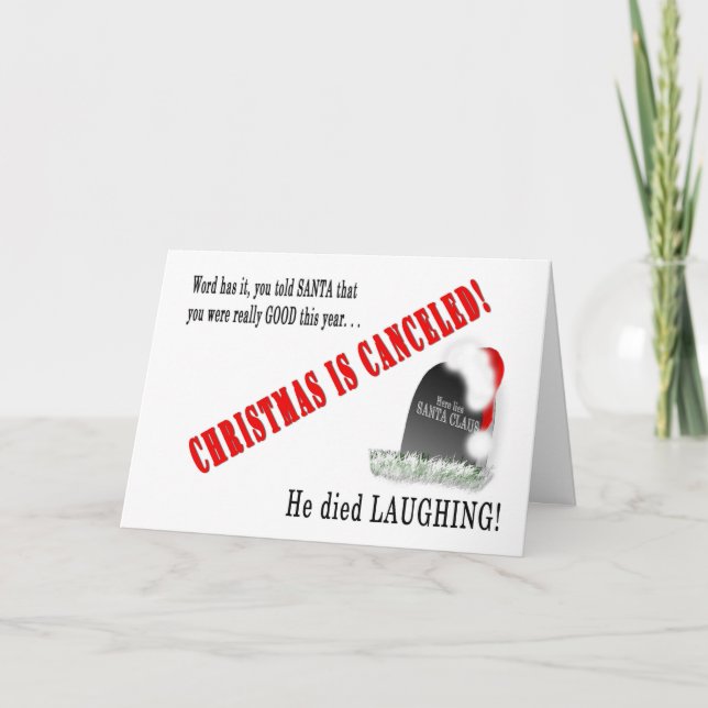 CHRISTMAS - SPASS - SANTA STARTETES LACHTEN FEIERTAGSKARTE (Vorderseite)