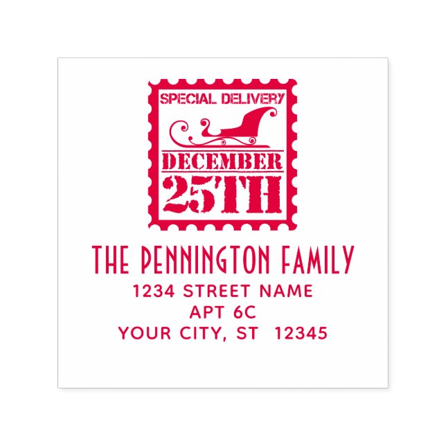 Christmas Special Delivery Name Return Address Permastempel (Design)