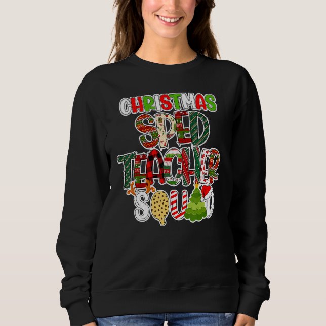 Christmas Sped Teacher Squad Red Plaid Teacher Sweatshirt (Vorderseite)