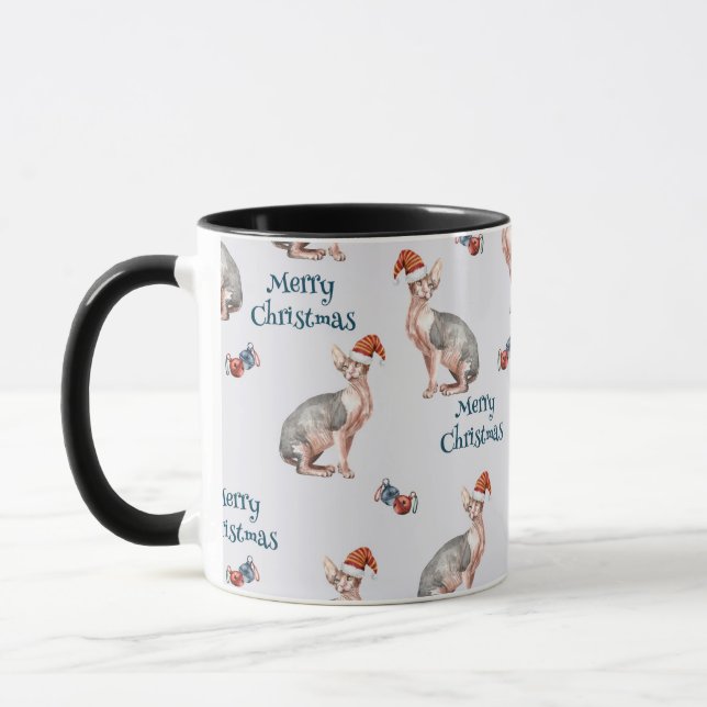 Christmas Sphynx Cat Gift, Xmas Holiday Decoration Tasse (Links)