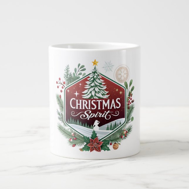 Christmas Spirit – A Festive Emblem of Joy Jumbo-Tasse (Vorderseite)
