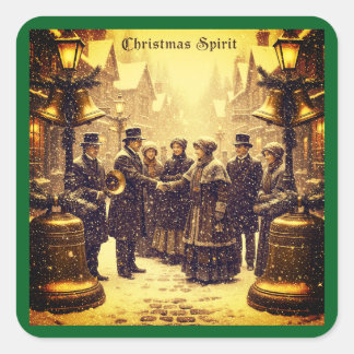 CHRISTMAS SPIRIT TRADITIONAL DESIGN QUADRATISCHER AUFKLEBER