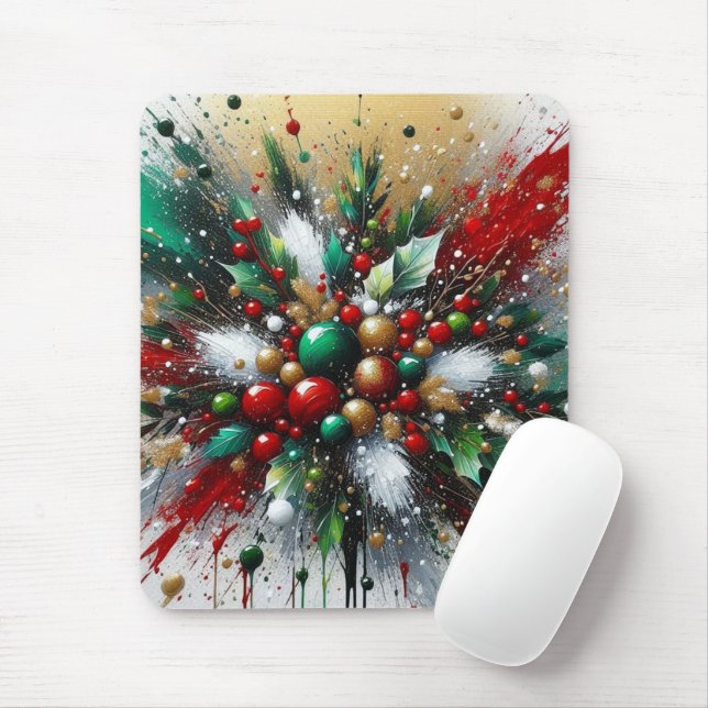 Christmas Splatter / White Bursts  Mousepad (Mit Mouse)