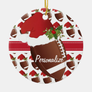 Christmas Sport Football Santa Hat Keramik Ornament