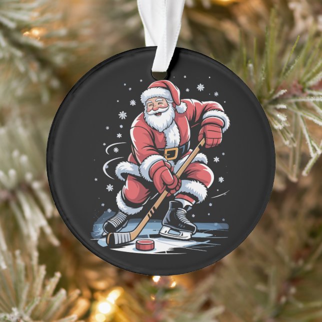Christmas Sports Santa Plays Ice Hockey Xmas  Ornament (Baum)
