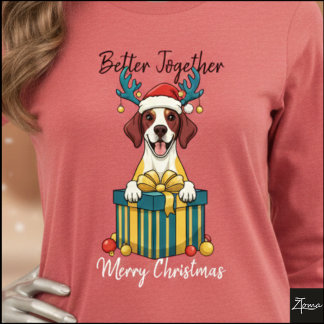 Christmas Spotted Pointer Gift Graphic No Scarf Tri-Blend Shirt