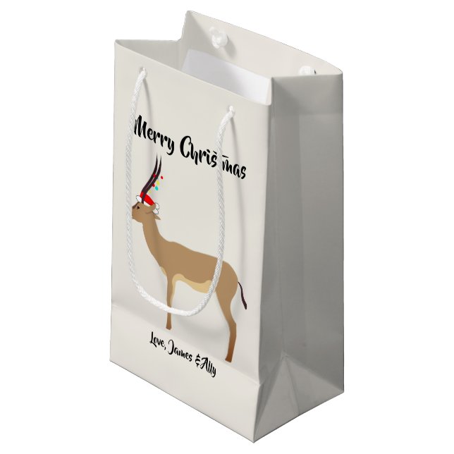 Christmas Springbok Kleine Geschenktüte (Vorderseite Schrägansicht)