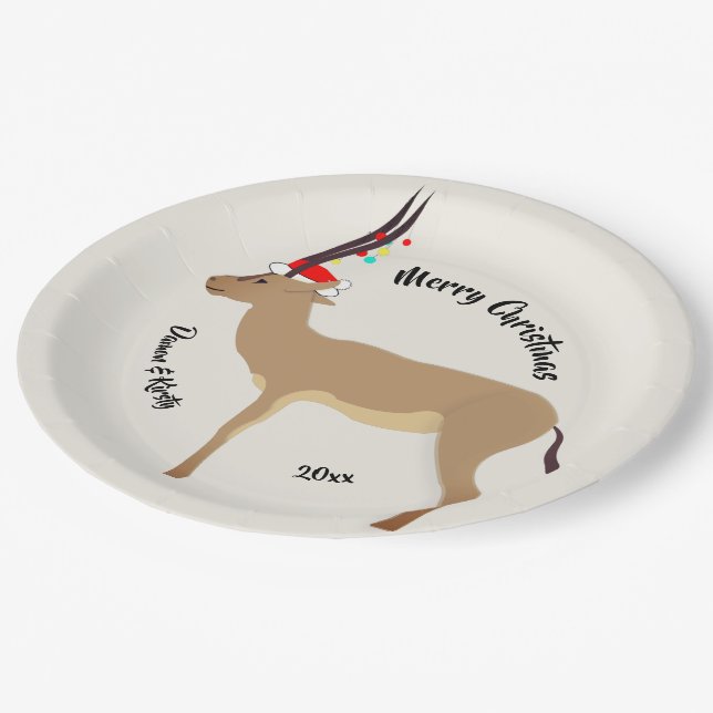 Christmas Springbok Pappteller (Schrägansicht)