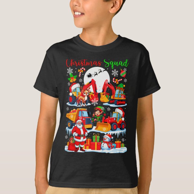 Christmas Squad Construction Trucks Excavators San T-Shirt (Vorderseite)