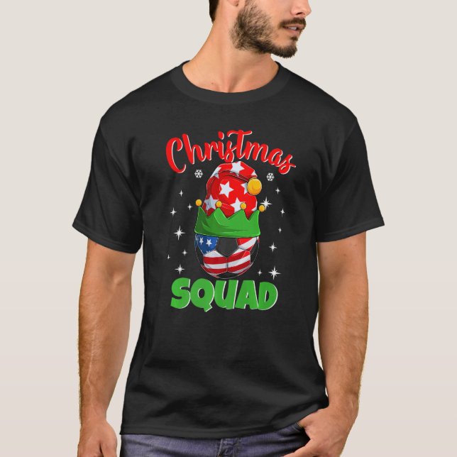 Christmas Squad  Elf Soccer Family Matching Pajama T-Shirt (Vorderseite)