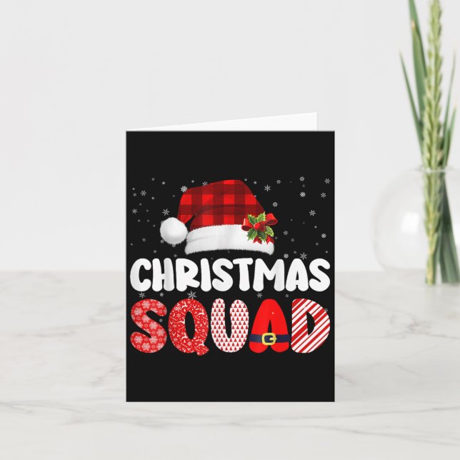 Christmas Squad Family Group Matching Red Kariert  Karte (Vorderseite)