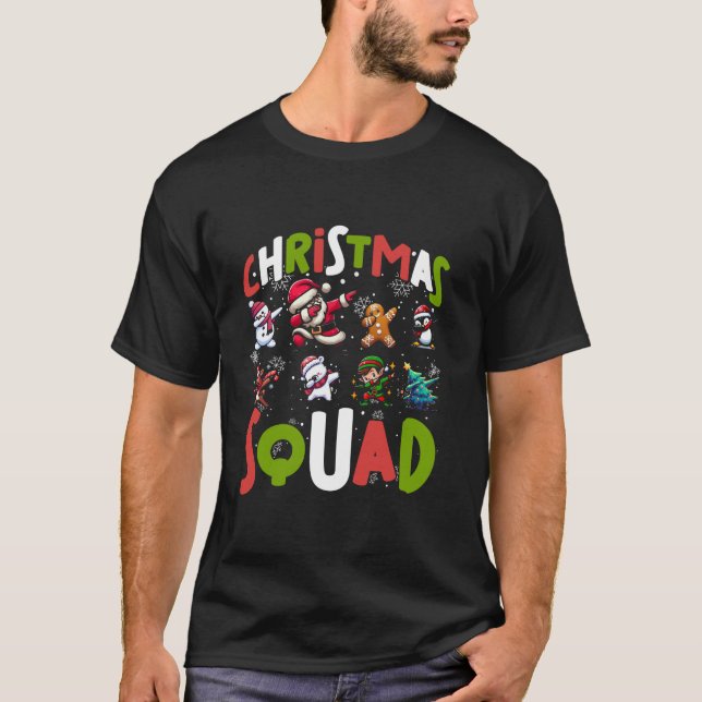 Christmas Squad Funny Dabbing Santa Elf Reindeer S T-Shirt (Vorderseite)