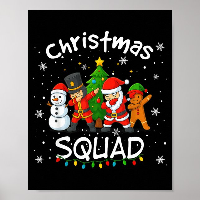 Christmas Squad Funny Matching Santa Reindeer Snow Poster (Vorne)