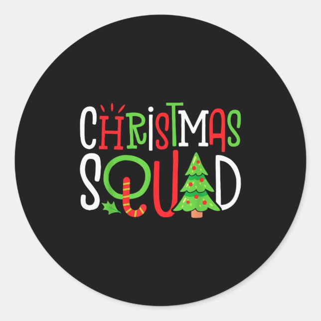 Christmas Squad Funny Xmas Tree Family Matching Pa Runder Aufkleber (Vorderseite)