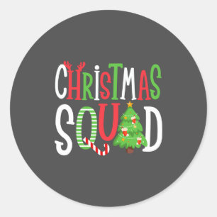 Christmas Squad Funny Xmas Tree Family Matching Runder Aufkleber