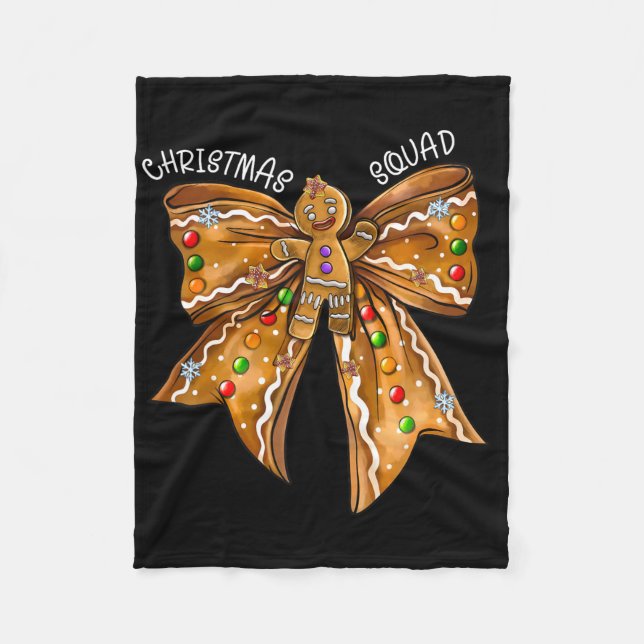 Christmas Squad Gingerbread Bow Coquette Noen Xmas Fleecedecke (Vorderseite)