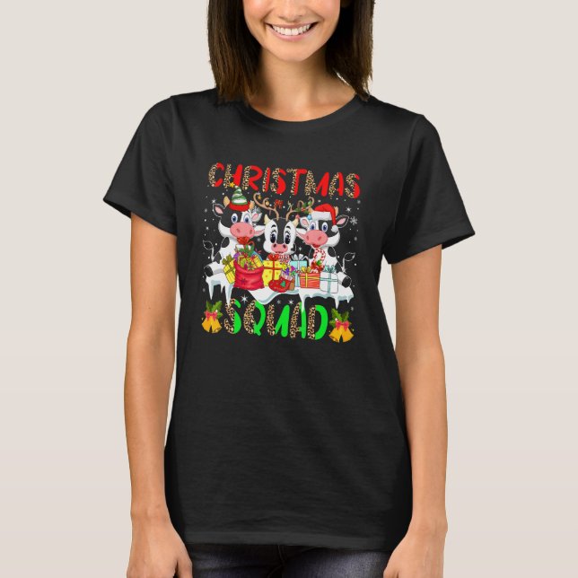 Christmas Squad Leopard Three Santa Reindeer Elf C T-Shirt (Vorderseite)