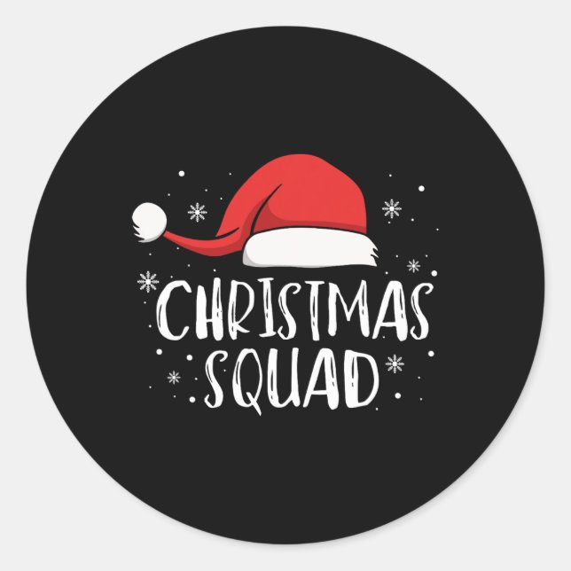 Christmas Squad Light Red Santa Hat Family Matchin Runder Aufkleber (Vorderseite)