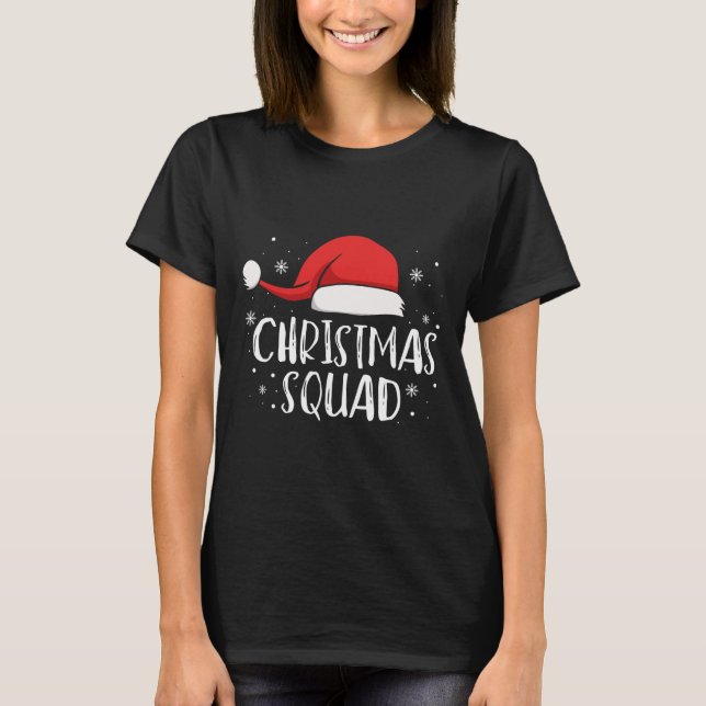 Christmas Squad Light Red Santa Hat Family Matchin T-Shirt (Vorderseite)