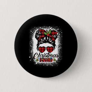 Christmas Squad Messy Bun Buffalo Kariert Leopard  Button