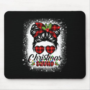 Christmas Squad Messy Bun Buffalo Kariert Leopard Mousepad