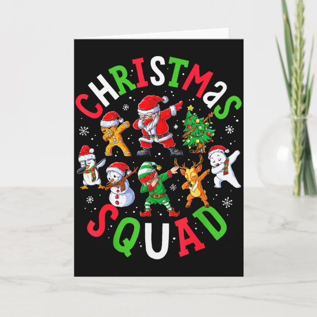 Christmas Squad Santa Dabbing Elf Family Matching  Karte (Vorderseite)
