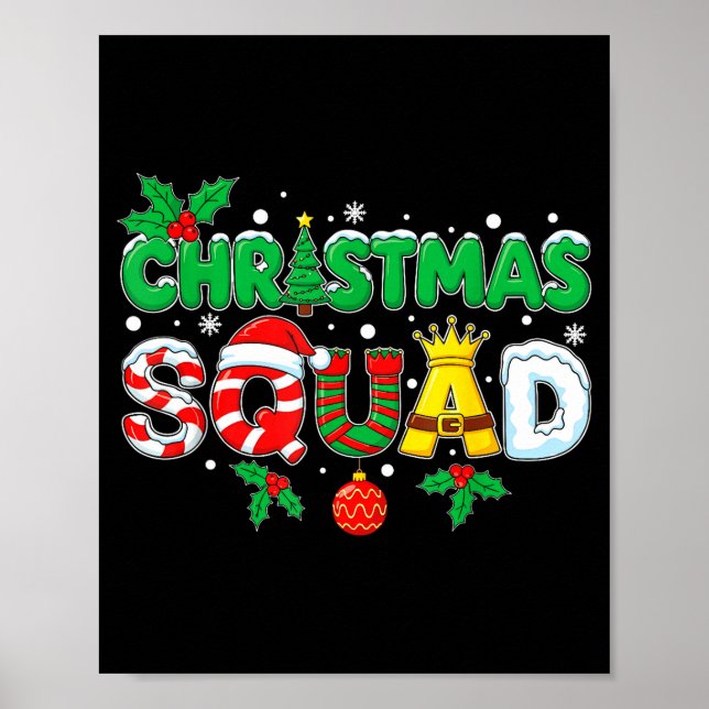 Christmas Squad Santa Dabbing Elf Family Matching  Poster (Vorne)