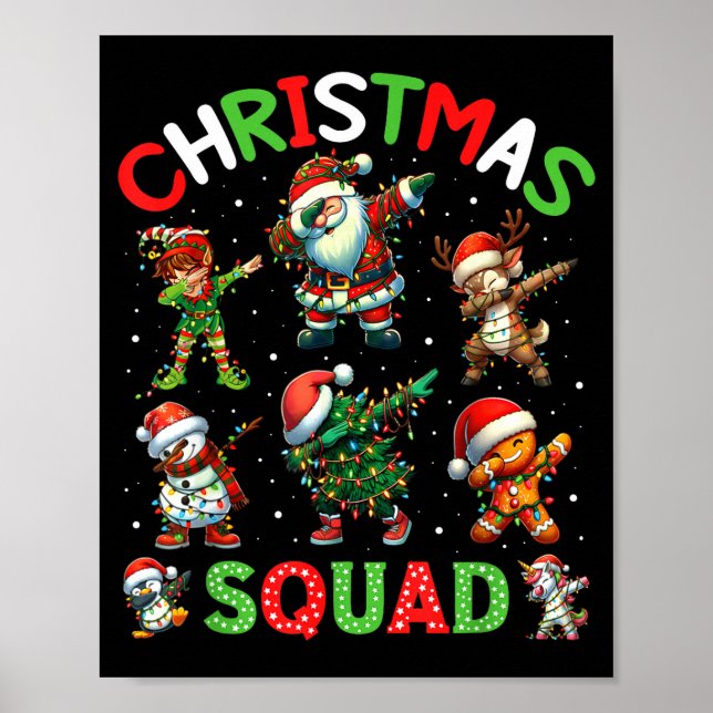 Christmas Squad Santa Dabbing Elf Family Matching  Poster (Vorne)