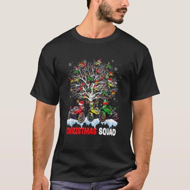 Christmas Squad Santa Elf Reindeer Motorcycles On  T-Shirt (Vorderseite)